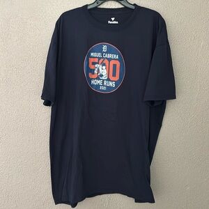 Mens Detroit Tigers Miguel Cabrera Baseball TShirt, Blue 3XL 500 Homeruns 2021